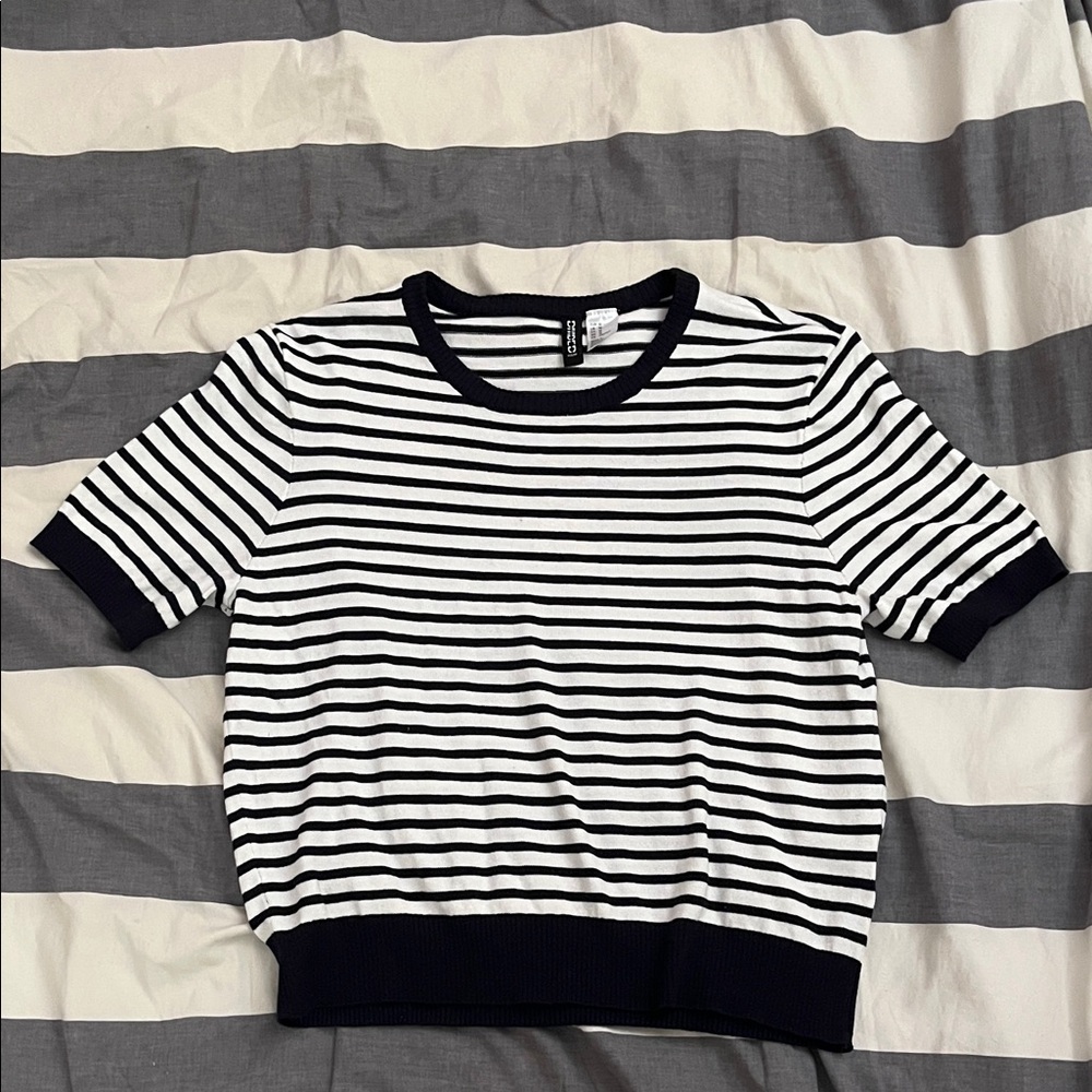H&M Navy and White Striped Top